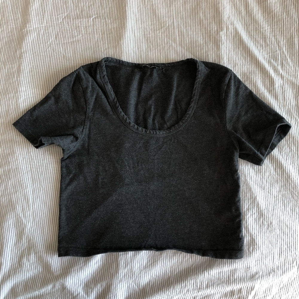 Aritzia dark heather grey crop top